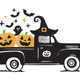 Halloween Truck Pumpkins Embroidery Design, Instant Download