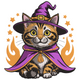 Halloween Witch Cat Embroidery Design, Spooky Cat Machine Embroidery Pattern, Instant Download