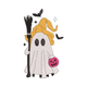 Halloween Witch Ghost Girl Embroidery Design, Instant Download