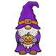 Halloween Witch Gnome with Pumpkin Embroidery Design, Instant Download