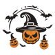 Halloween Witch Hat Pumpkin Embroidery Design, Instant Download