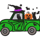 Halloween Witch Truck Embroidery Design, Instant Download