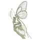 Hand Holding Butterfly Line Art Embroidery Design, Instant Download