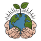 Hands Holding Earth with Growing Plant Embroidery Design, Instant Download