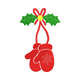 Hanging Christmas Mittens with Holly Embroidery Design, Machine Embroidery Pattern, Instant Download