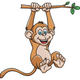 Hanging Monkey Cartoon Embroidery Design, Instant Download