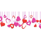 Hanging Valentine Hearts Border Embroidery Design, Instant Download