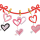 Hanging Valentine Hearts Garland Embroidery Design, Instant Download
