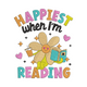 Happiest When I'm Reading Embroidery Design, Instant Download