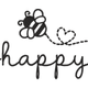 Happy Bee Embroidery Design, Bee Happy Cursive Word Art