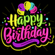 Happy Birthday Balloons Embroidery Design, Instant Download