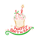 Happy Birthday Cupcake Embroidery Design, Instant Download