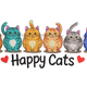 Happy Cats Embroidery Design, Instant Download