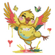 Happy Dancing Bird Embroidery Design, Instant Download