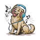 Happy Dog with Headphones Embroidery Design, Instant Download