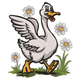 Happy Duck with Flowers Embroidery Design, Machine Embroidery Pattern, Instant Download