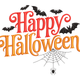 Happy Halloween Embroidery Design, Bats and Spiderweb Text Pattern, Instant Download