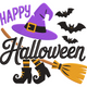 Happy Halloween Witch Embroidery Design, Instant Download
