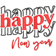 Happy New Year Typography Embroidery Design, Instant Download