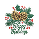 Happy Holidays Pinecone Embroidery Design, Instant Download