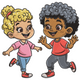 Happy Kids Playing Embroidery Design, Instant Download