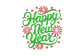 Happy New Year Embroidery Design, Instant Download