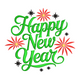 Happy New Year Script Embroidery Design, Instant Download