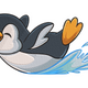 Happy Penguin Splash Embroidery Design, Instant Download