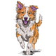 Happy Running Dog Embroidery Design, Instant Download
