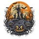 Haunted Castle Pumpkin Halloween Embroidery Design, Instant Download