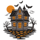 Haunted House Halloween Embroidery Design, Instant Download