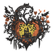 Haunted Pumpkin Heart Gothic Halloween Embroidery Design, Instant Download