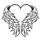 Heart-Shaped Angel Wings Line Art Embroidery Design, Instant Download