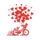 Heart Balloon Bicycle Embroidery Design, Instant Download