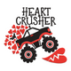 Heart Crusher Monster Truck Valentine Embroidery Design, Instant Download