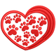 Heart Filled with Paw Prints Embroidery Design, Instant Download