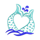 Heart Mermaid Tail Ocean Love Embroidery Design, Instant Download