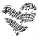 Heart Music Notes Embroidery Design, Instant Download