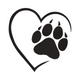 Heart Outline Paw Print Embroidery Design, Instant Download