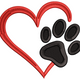 Heart Paw Print Embroidery Design, Instant Download
