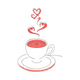 Heart Steam Coffee Cup Embroidery Design, Line Art Mug Pattern, Instant Download