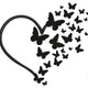 Heart With Flying Butterflies Embroidery Design, Instant Download