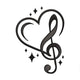Heart and Treble Clef Embroidery Design, Instant Download