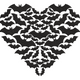 Heart of Flying Bats Halloween Embroidery Design, Instant Download