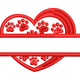 Heart with Paw Prints Split Frame Embroidery Design, Instant Download
