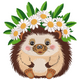Hedgehog with Daisy Crown Embroidery Design, Instant Download