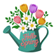 Hello Spring Watering Can Embroidery Design, Machine Embroidery Pattern, Instant Download