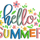 Hello Summer Embroidery Design, Floral Script Pattern