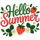 Hello Summer Strawberry Embroidery Design, Machine Embroidery Pattern, Instant Download