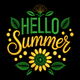 Hello Summer Sunflower Embroidery Design, Machine Embroidery Pattern, Instant Download